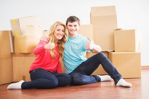 Packed household items ready for a home move in Hackney